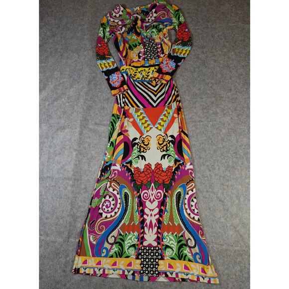 Etro Dress Womens 42 US 6 Maxi Gown Multicolor Print Paisley Floral Long Sleeve - Picture 1 of 8
